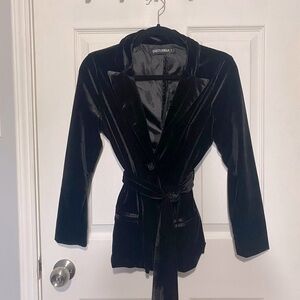 Disturbia black velvet blazer with belt